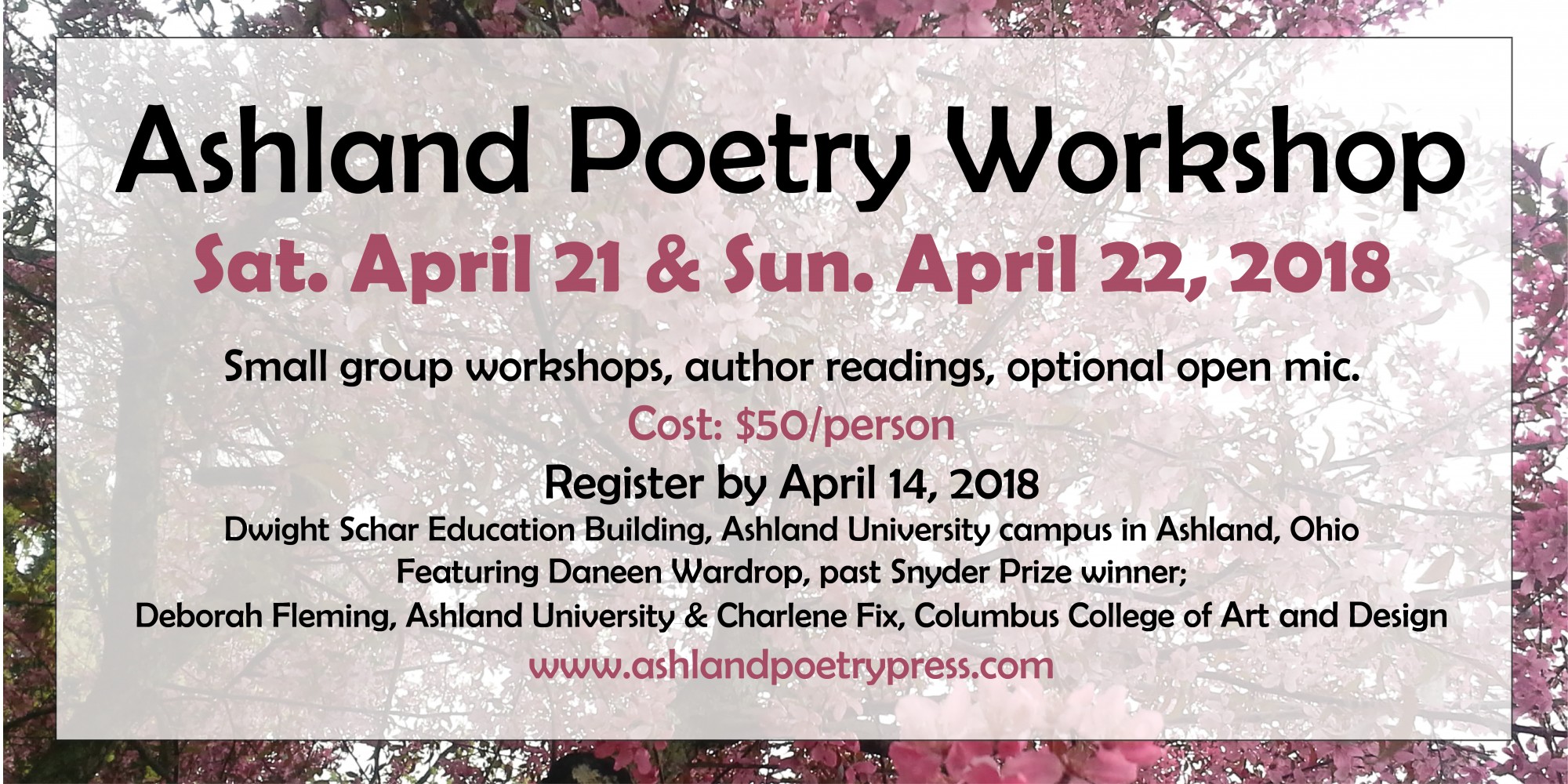 Spring Poetry Workshop Set for April 21 and 22